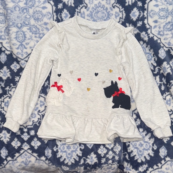 Kids Headquarters Light Gray Sweater with Dog Appliqué. Girls size 6 preloved . - Picture 1 of 6